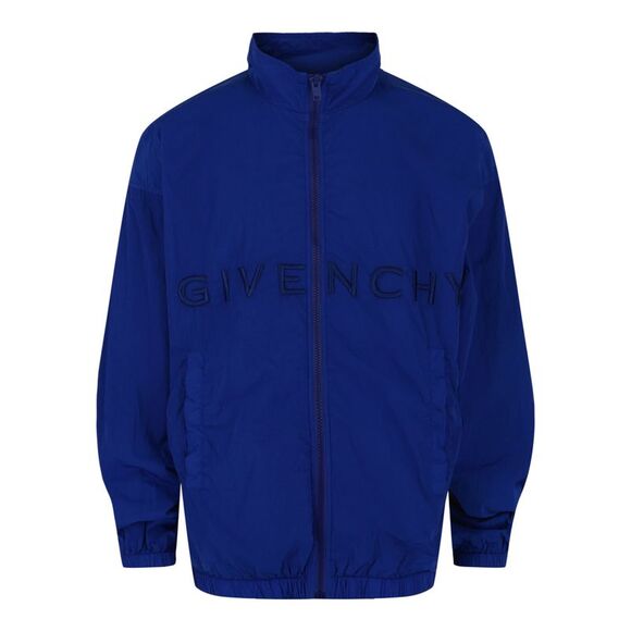 Givenchy Embroidered Logo Windbreaker Blue Mens